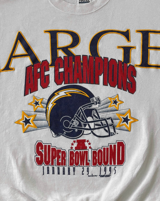 Vintage 1995 NFL Chargers Super Bowl Crewneck – Full Frontal Print – USA Made
