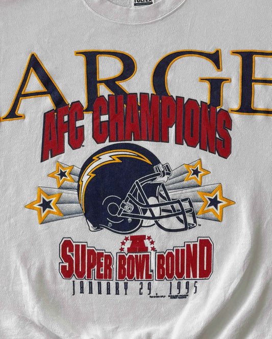Vintage 1995 NFL Chargers Super Bowl Crewneck – Full Frontal Print – USA Made