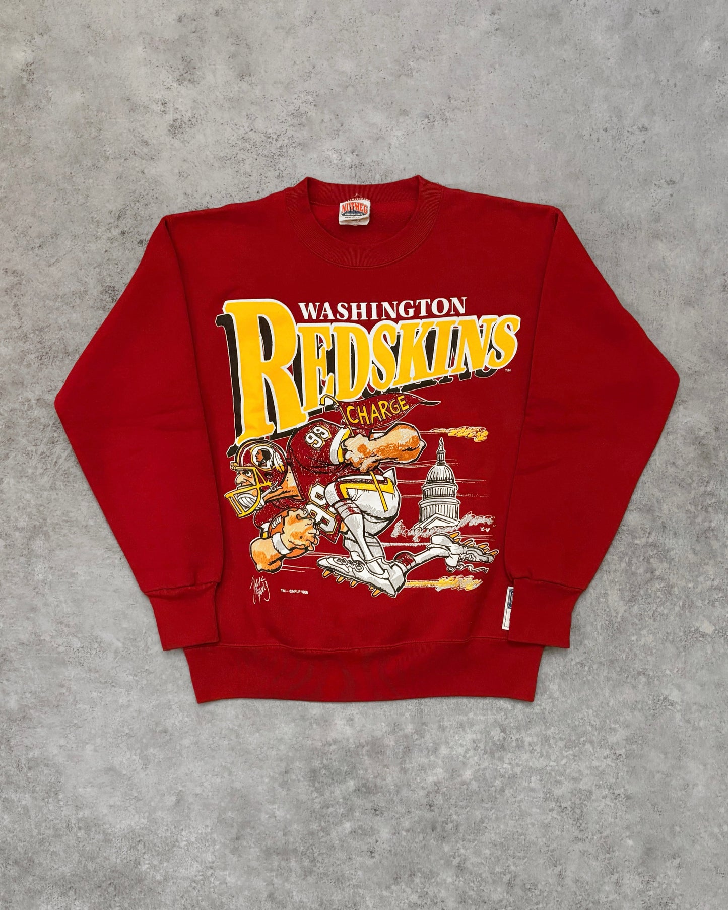 Vintage 1988 Deadstock Washington Redskins Cartoon Crewneck Illustrated by Artist Jack Davis