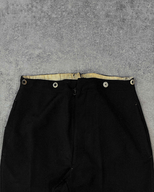 Vintage 1930sβ1940s French Workwear Trousers β Cinch Back Buckle β Button Fly β Black Moleskin