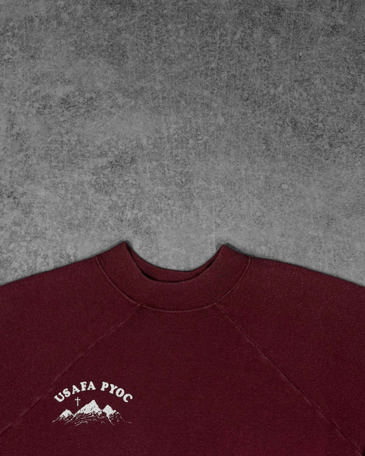 Vintage 1970s USAFA PYOC Raglan Sweatshirt - Jean Top - Made in USA - Flocked Print