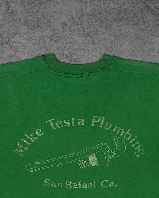 Vintage Late 1980s Screen Stars Mike Testa Plumbing San Rafael Graphic T-Shirt – Single Stitch - Made in USA