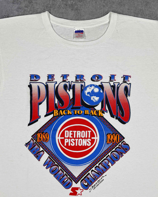 Vintage 1990 Detroit Pistons Back To Back NBA Champions T-Shirt XL – Starter Sportswear – Made in USA