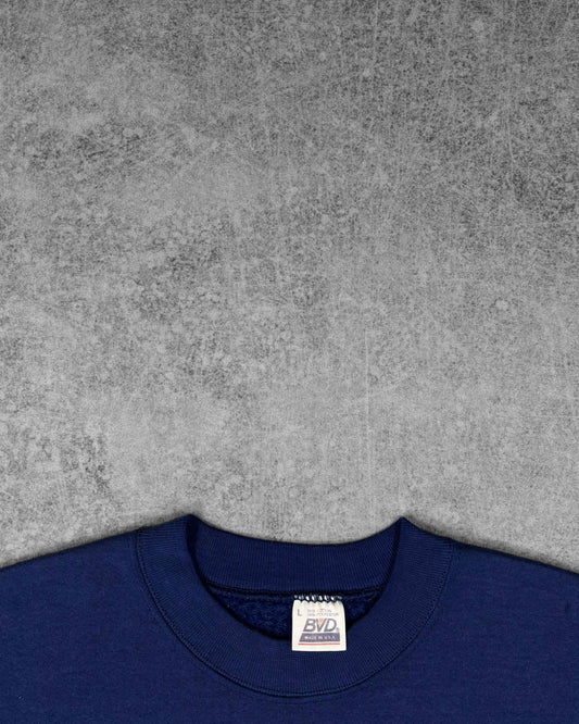 Vintage 1990s BVD Blue Blank Crewneck – Made in USA 50/50 Sweatshirt