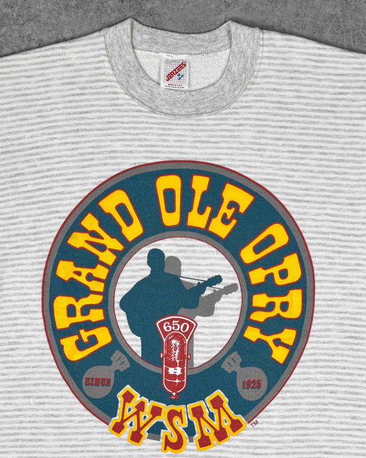 Vintage Early 1990s Grand Ole Opry WSM 650 Striped Crewneck - Jerzees - Made in USA