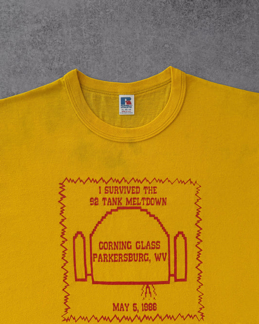 Vintage 1986 Corning Glass “92 Tank Meltdown” T-Shirt – Russell Athletic – Made in USA