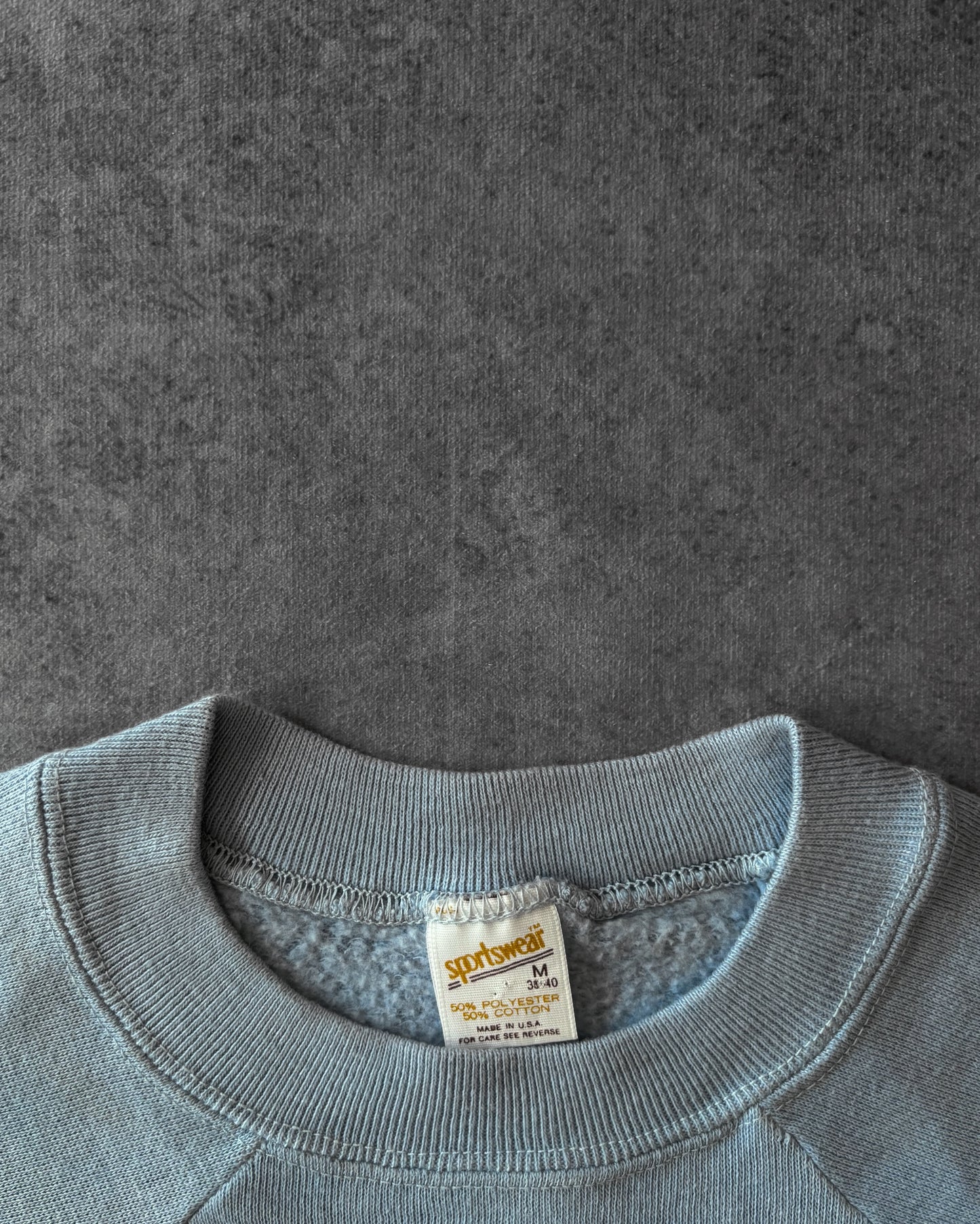 Vintage 1980s Society Hill Town Watch Sweatshirt – Sportswear USA – Light Blue Raglan Crewneck