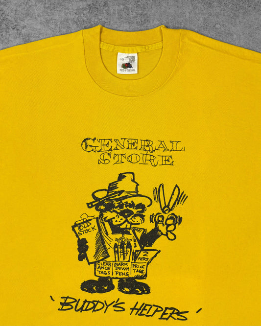 Vintage 1990s Yellow General Store Buddy’s Helpers Graphic T-Shirt – Fruit of the Loom Canada - Edmonton Heritage Festival