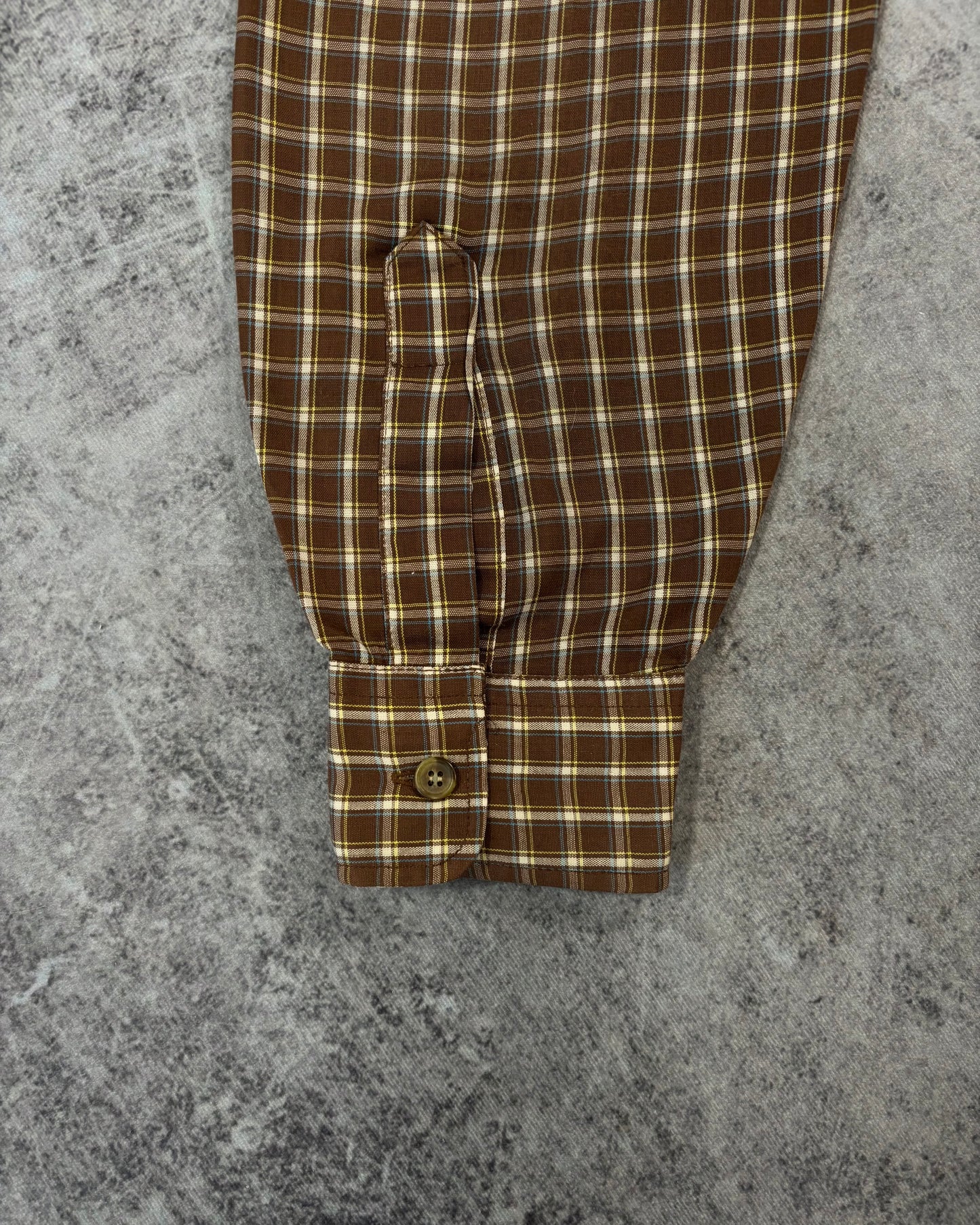 Vintage 1990s Levi’s Action Shirt Brown Plaid Button Down – Made in USA - Cropped Shirt