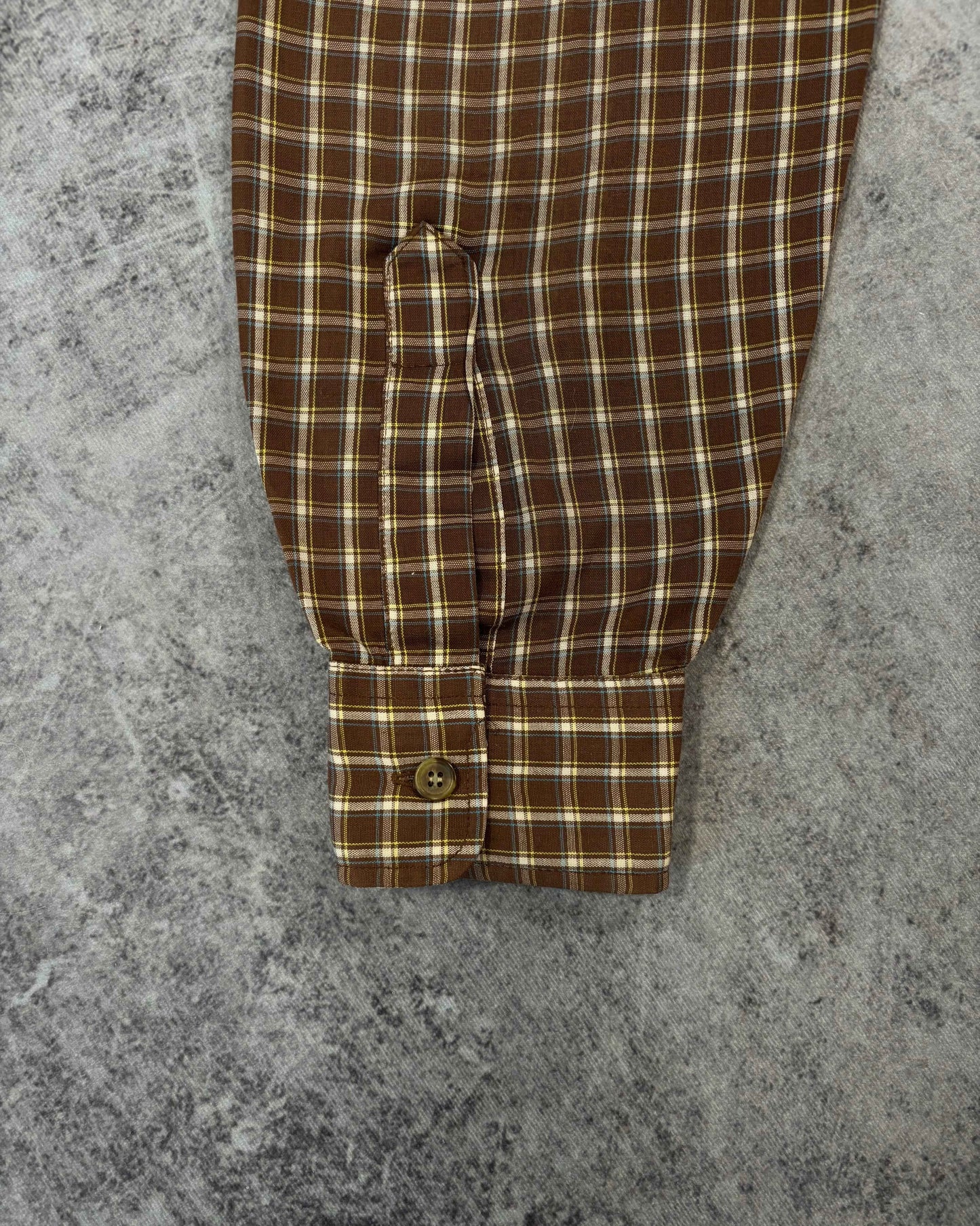 Vintage 1990s Levi’s Action Shirt Brown Plaid Button Down – Made in USA - Cropped Shirt