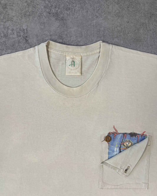 Vintage 1990s Annapolis Trading Company Fishing Graphic Pocket T-Shirt – Jim Ballard Art – Made in USA Single Stitch