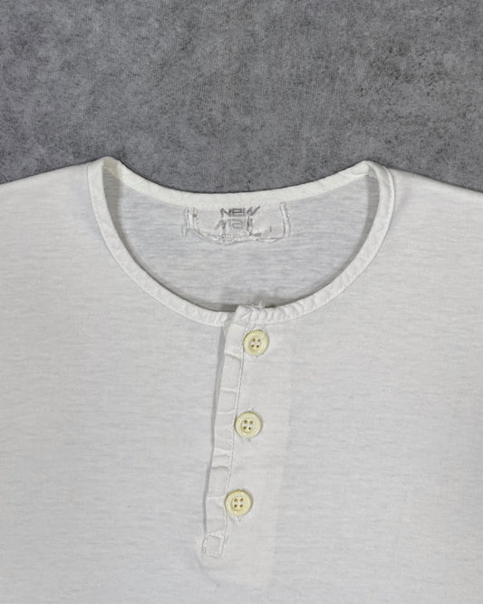 Vintage 1980s Henley Tee – Off White Cotton Base Layer T-Shirt