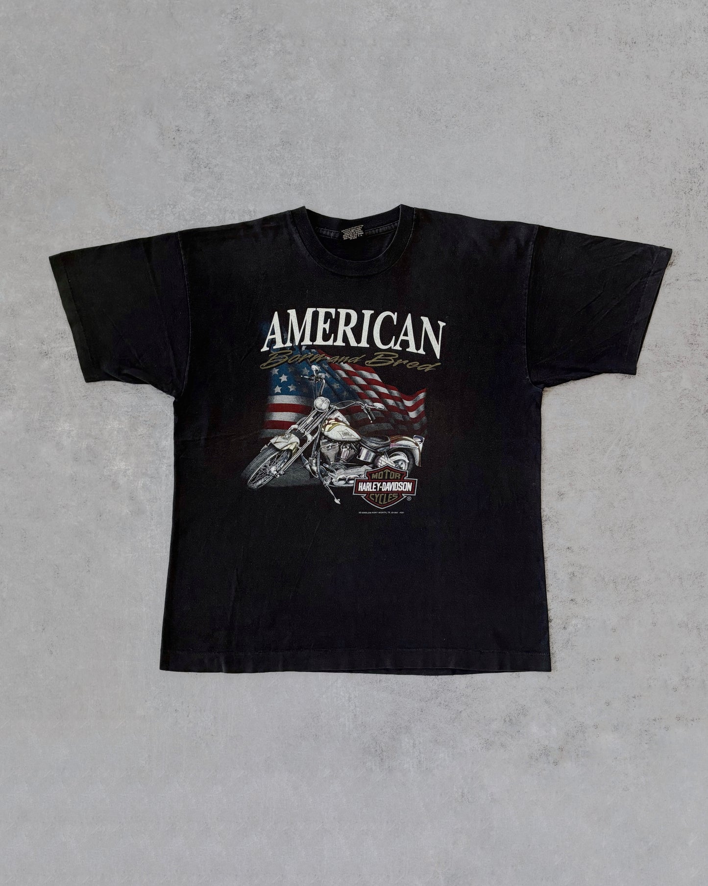 Vintage 1992 3D Emblem “American Born and Bred” Harley Davidson T-Shirt