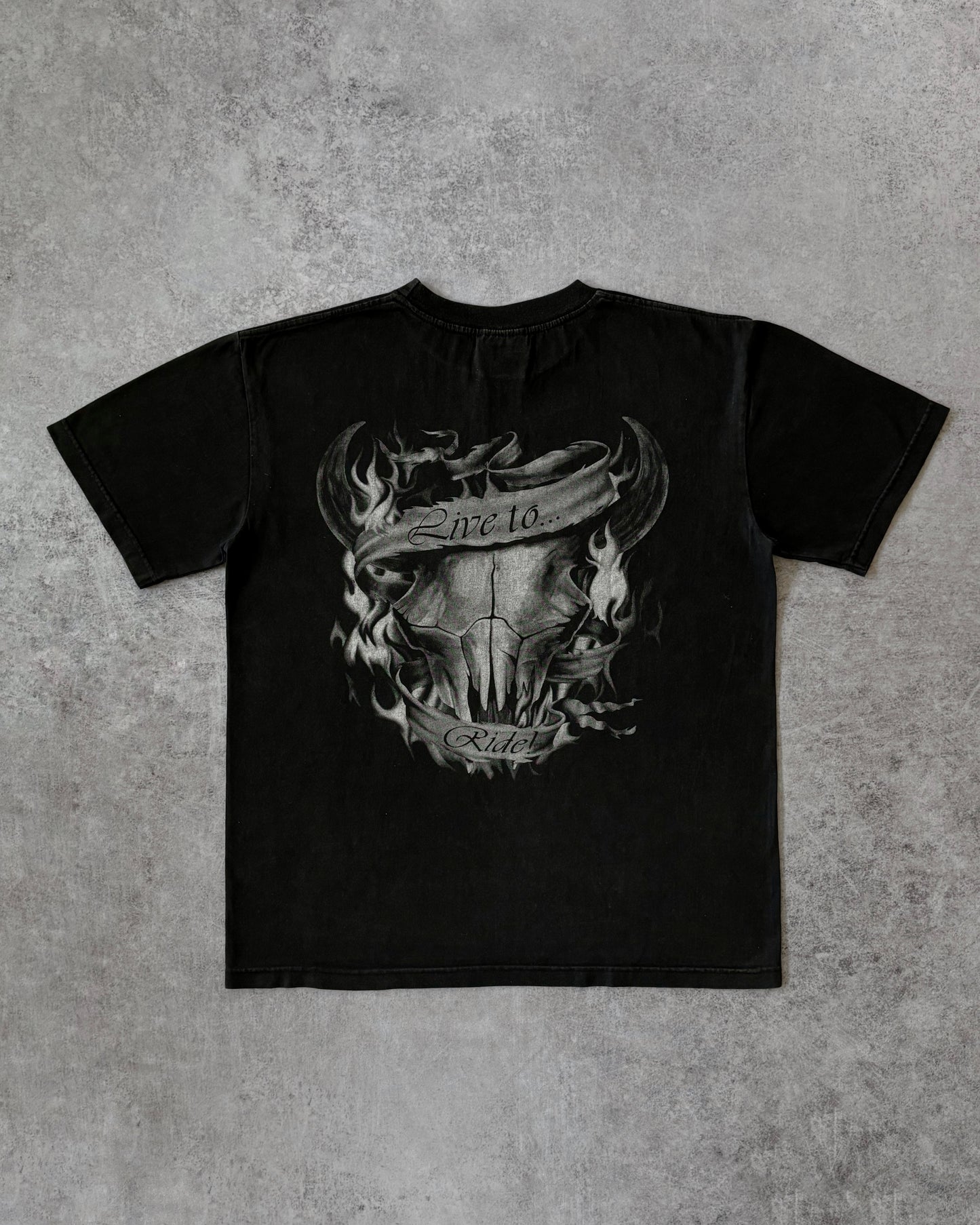 Vintage Late 1990s - Early 2000s “Rive To Ride” Skeleton T-Shirt