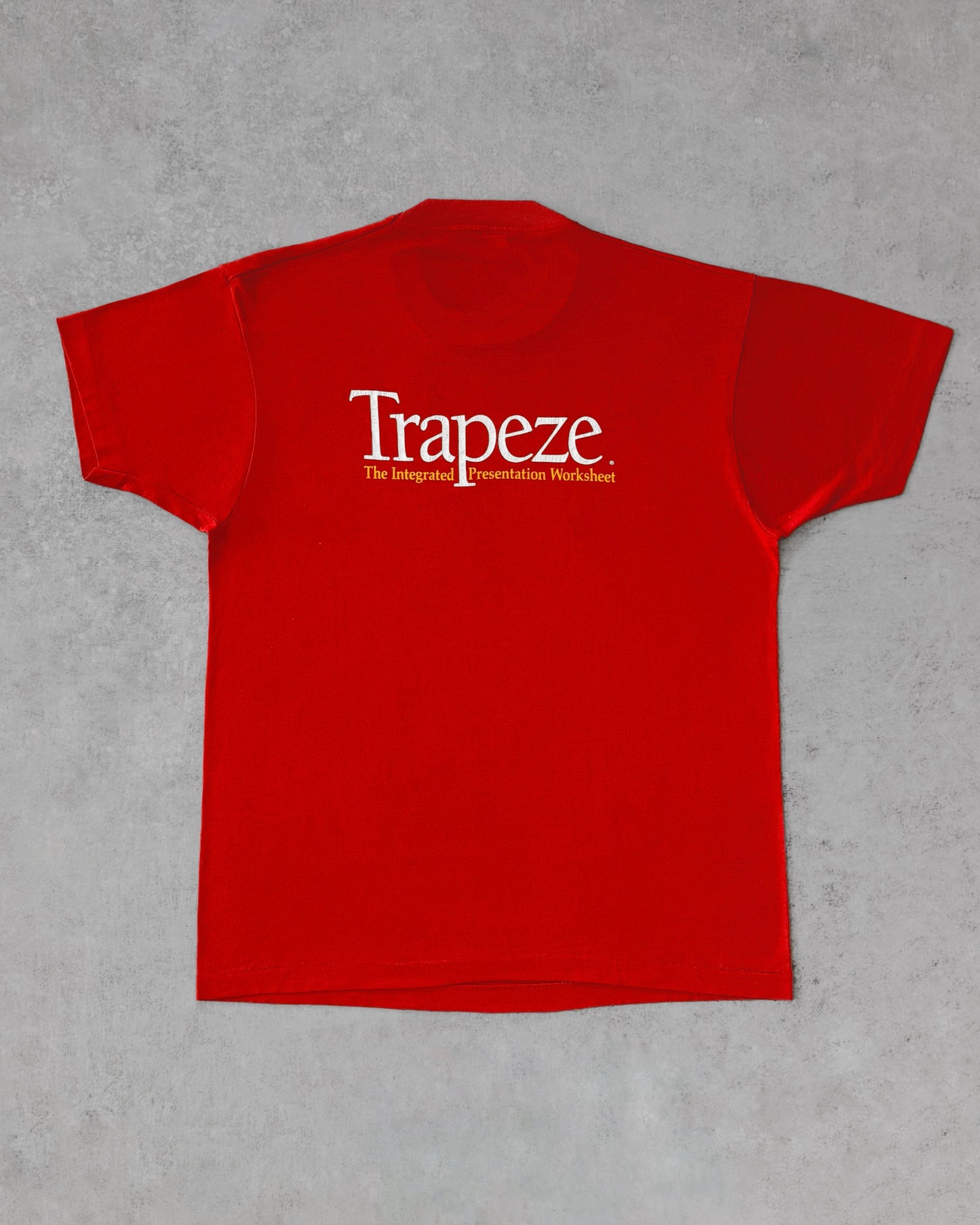 Vintage 80s Trapeze “Fly Through the Figures” Tech Promo T-Shirt - Red Single Stitch - USA Made