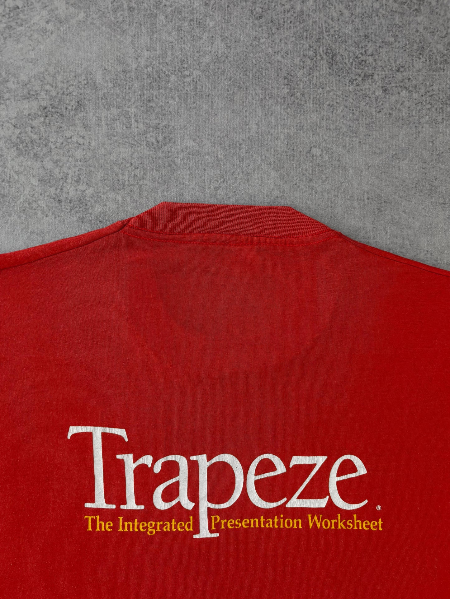 Vintage 80s Trapeze “Fly Through the Figures” Tech Promo T-Shirt - Red Single Stitch - USA Made