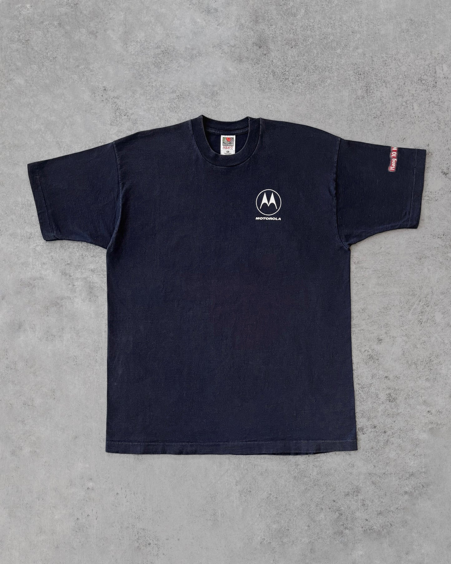 Vintage 1995 Motorola “Hang 10 MBPS” CyberSURFR Tee – FOTL – 1990s Techwear Promo Tee