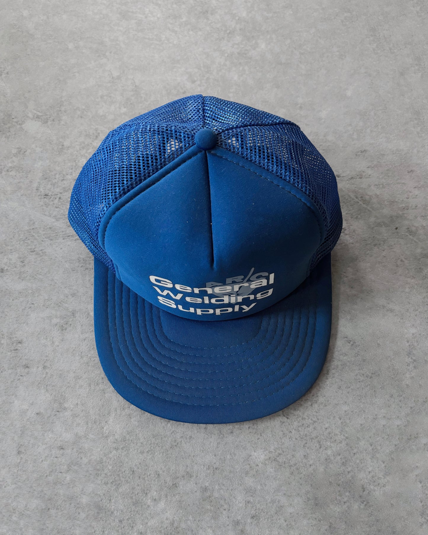 Vintage 80s General Welding Supply Mesh Trucker Hat – Blue Snapback