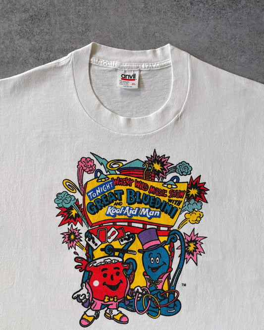 Vintage 90s Kool-Aid Man “Great Bluedini” T-Shirt – Magic Show Graphic – Made in USA