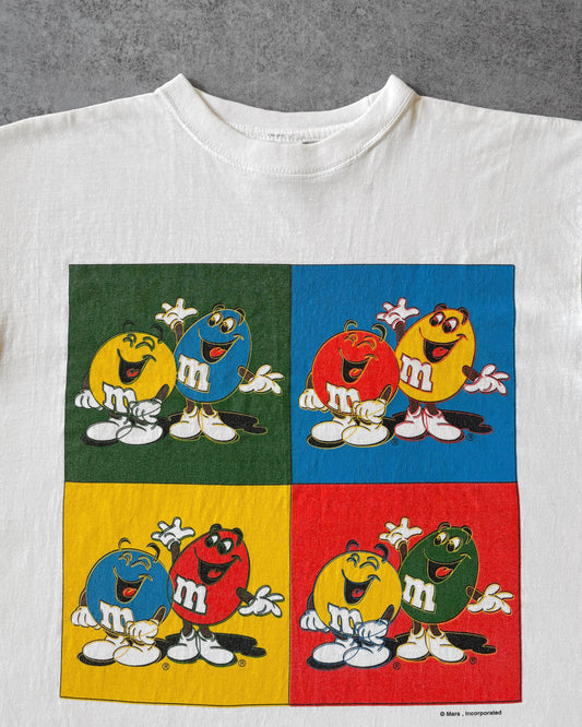 Vintage 90s M&M’s T-Shirt – Andy Warhol Pop Art Parody – Blue Thunder – Mars Candy Promo
