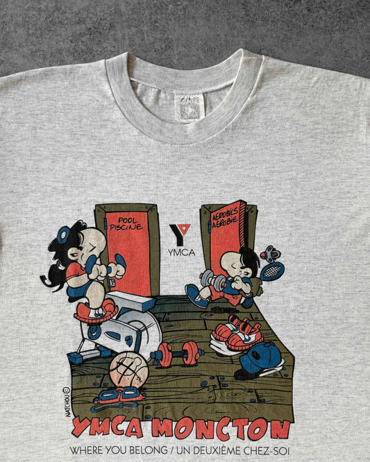 Vintage 90s YMCA Moncton Cartoon Tee – Vintage Gym Fitness Shirt – Canada Made
