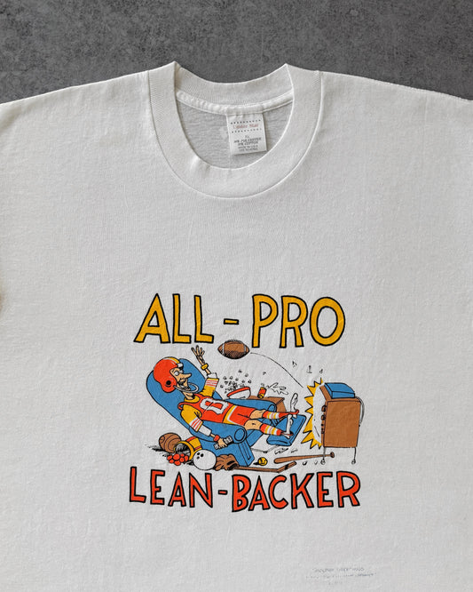 Vintage 90s All-Pro Lean-Backer Tee – Football Cartoon Shirt – USA Made
