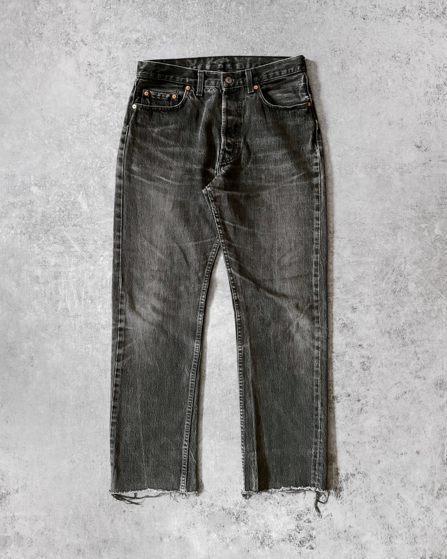 Vintage 1992 Charcoal Black Made in UK Cropped Levi’s 501