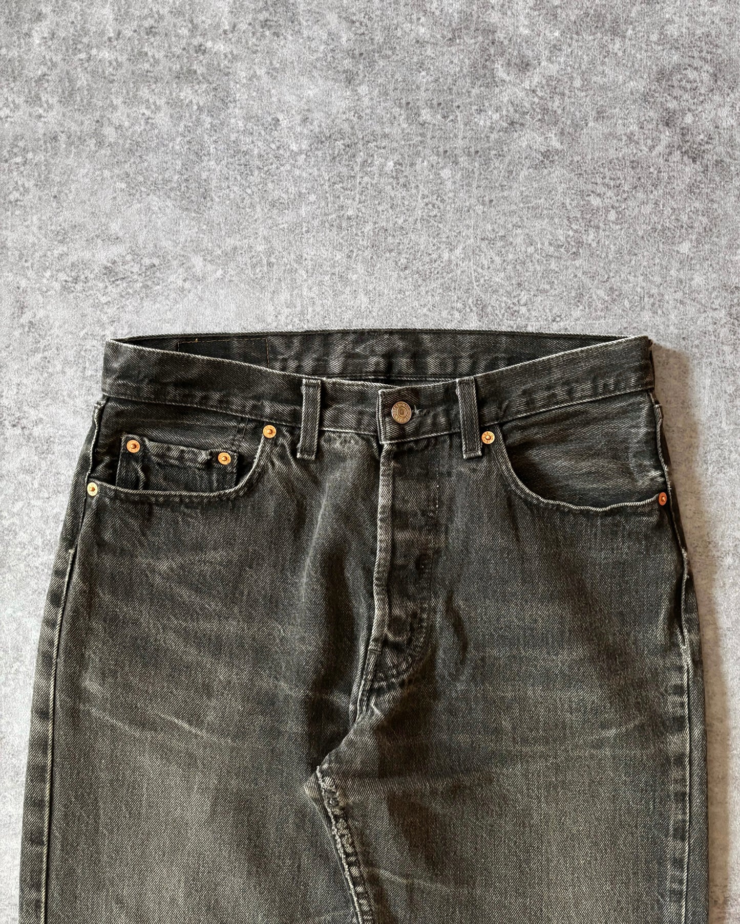 Vintage 1992 Charcoal Black Made in UK Cropped Levi’s 501