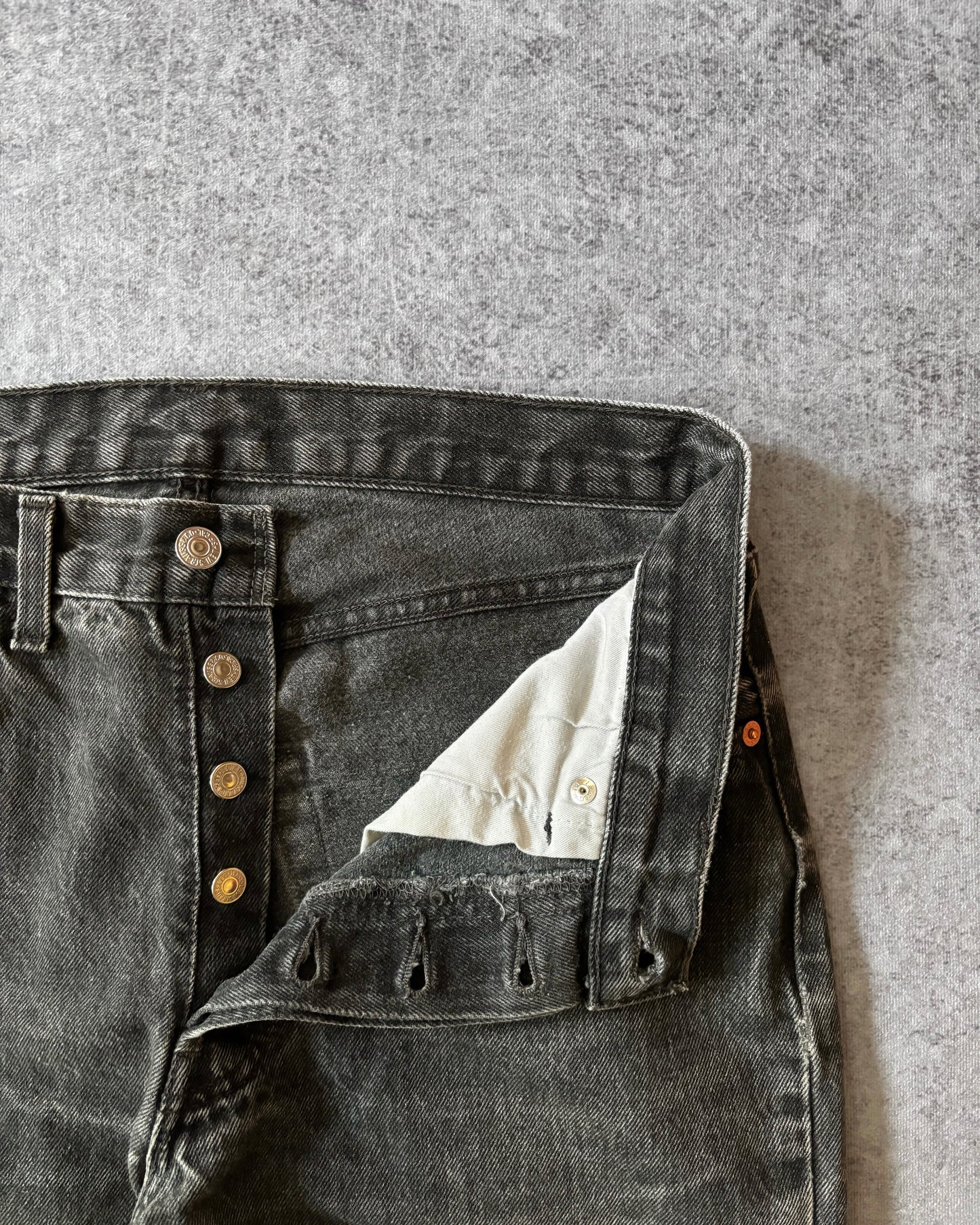 Vintage 1992 Charcoal Black Made in UK Cropped Levi’s 501