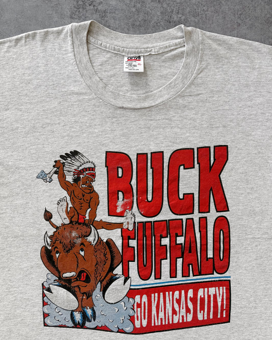 Early 90s Vintage Buck Buffalo NFL Tee – Kansas City Chiefs Rivalry Shirt – USA Made