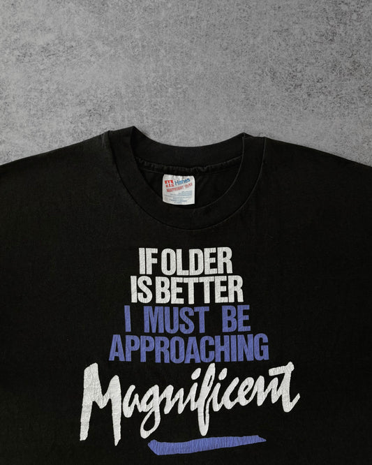 Vintage 1990s Slogan Tee – Approaching Magnificent - Single Stitch - USA Made