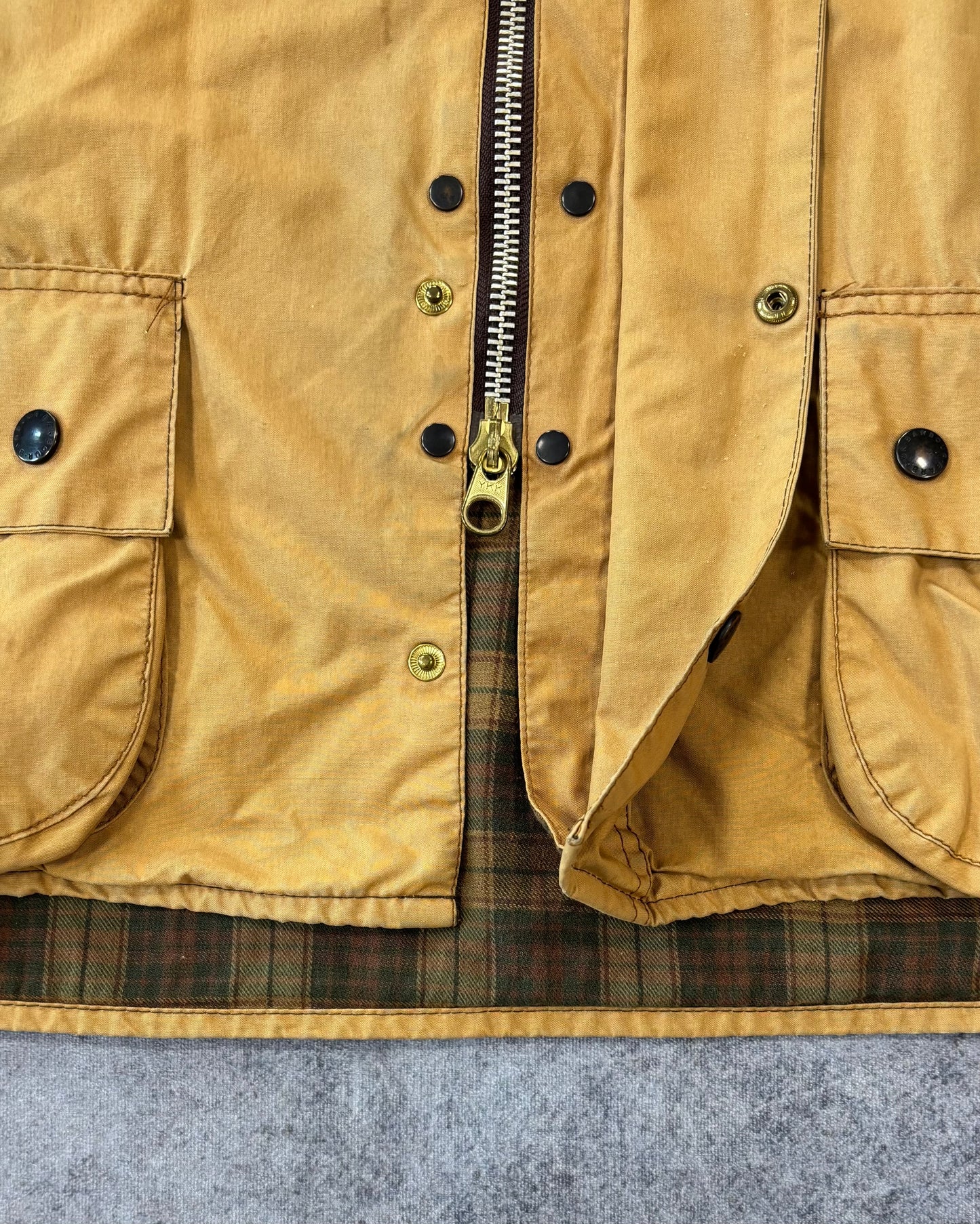 Vintage 1990s Barbour Beaufort Wax Jacket Mustard Yellow – Made in England British Field Jacket