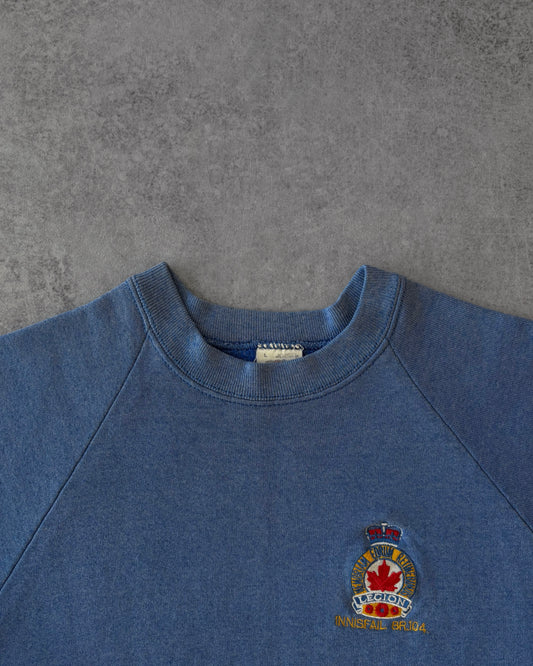 Vintage 1980s Fruit of the Loom Canadian Legion Sweatshirt – Blue Crest Embroidery – Made in USA