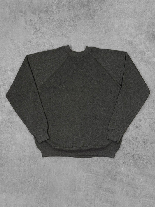 Vintage 1980s Tultex Sweats Appeal Anthracite Blank Raglan Crewneck – Made in USA