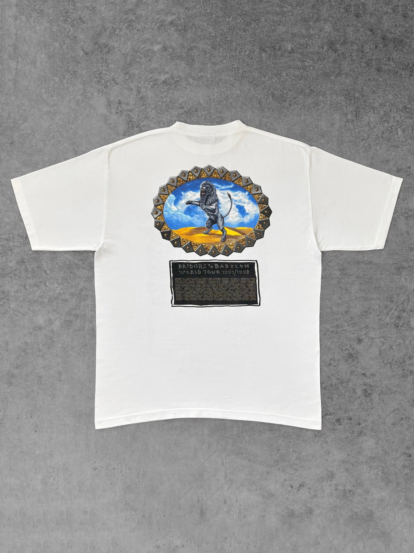 Vintage 1997 The Rolling Stones Bridges to Babylon World Tour T-Shirt - Blue Thunder - Rock Band Tee