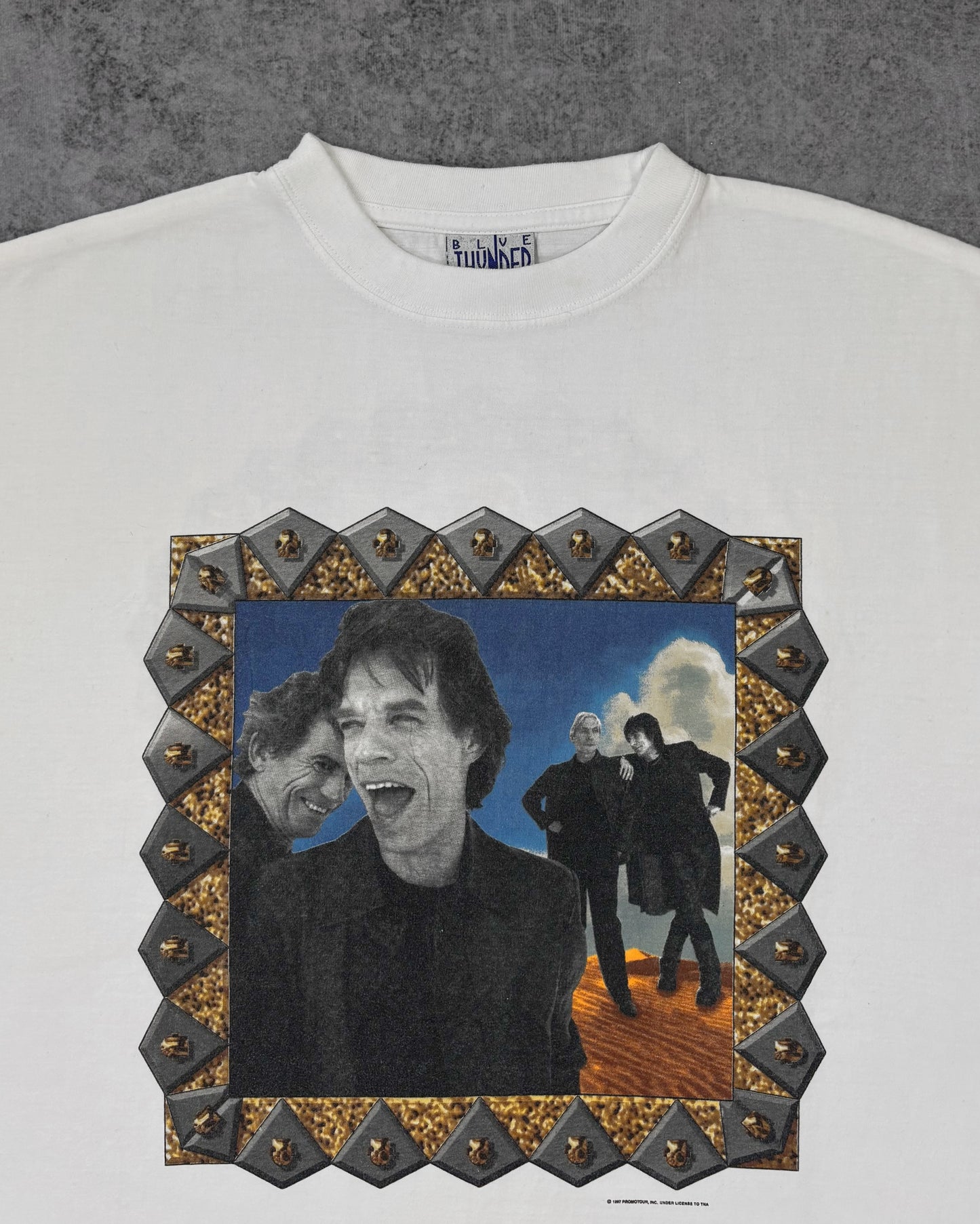 Vintage 1997 The Rolling Stones Bridges to Babylon World Tour T-Shirt - Blue Thunder - Rock Band Tee