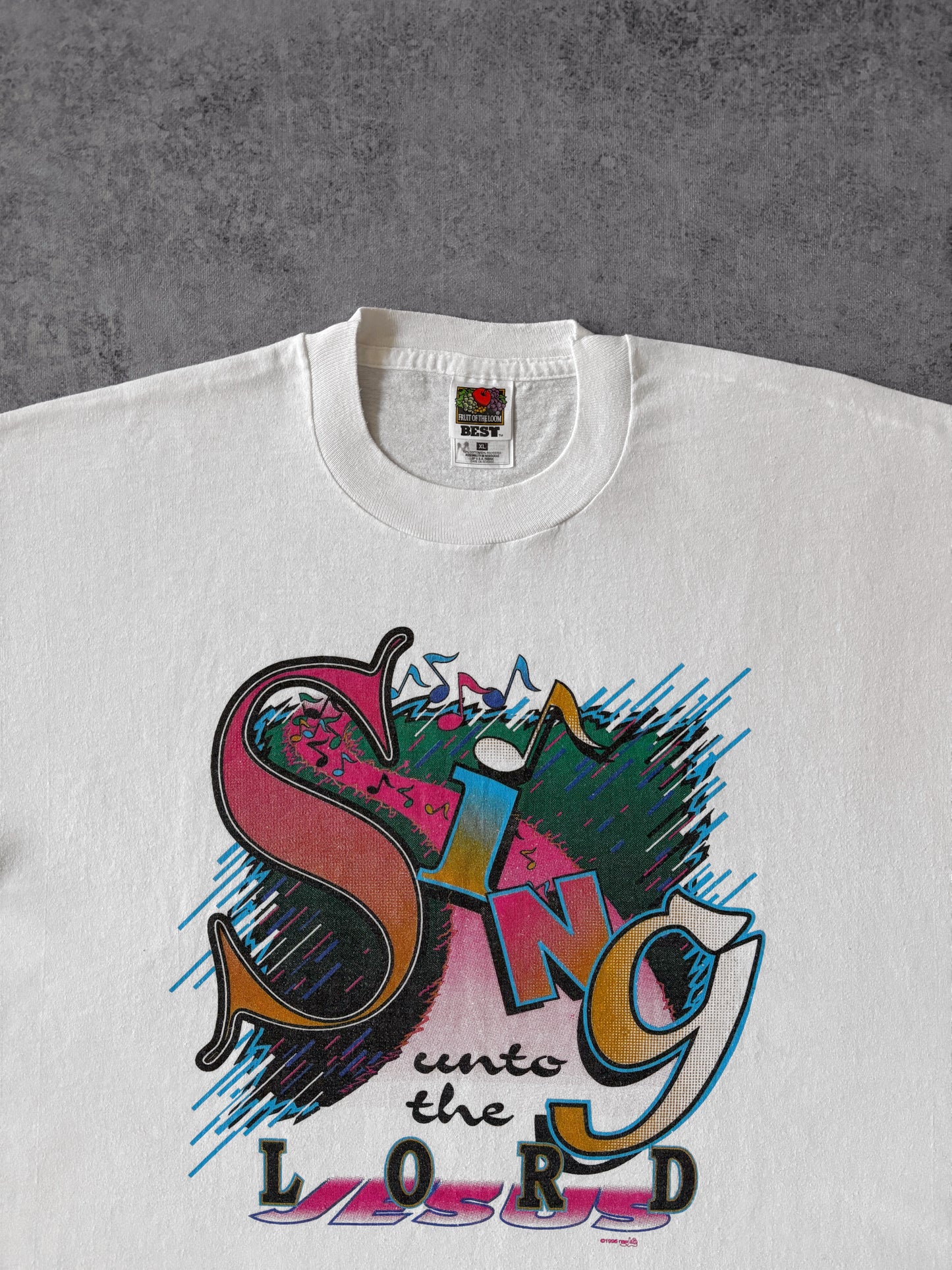 Vintage 1995 “Sing Unto the Lord Jesus” T-Shirt – Holy Rockers – Fruit of the Loom – Made in USA