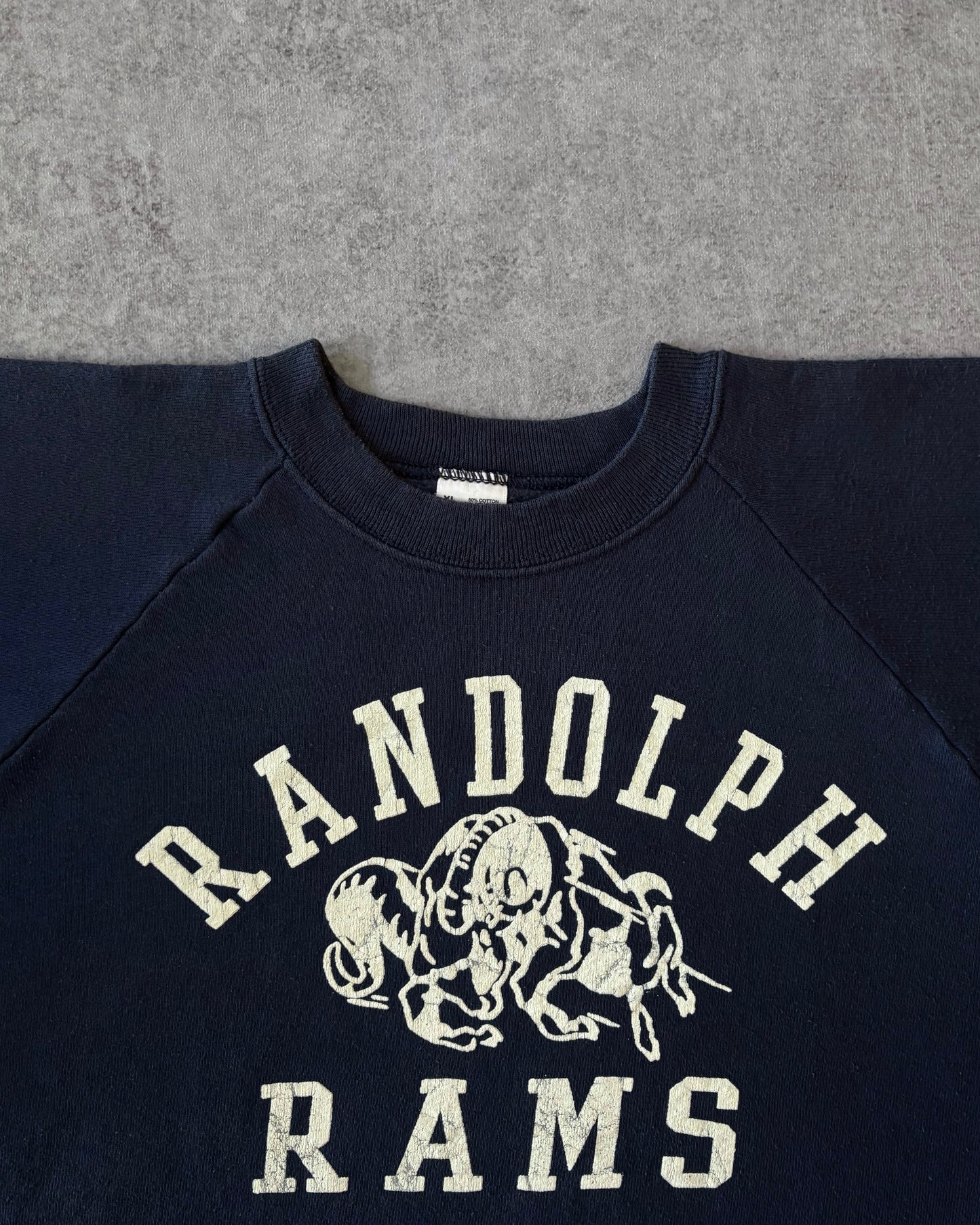 Vintage 1980s Randolph Rams Crewneck Sweatshirt – Made in USA – Navy