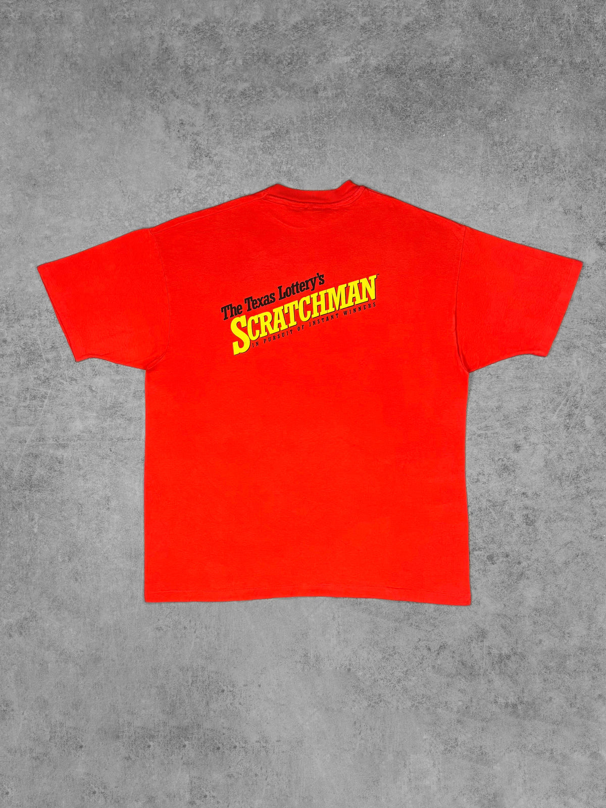 Vintage 1990s Texas Lottery Scratchman T-Shirt - Hanes Beefy-T - Single Stitch - Made in USA
