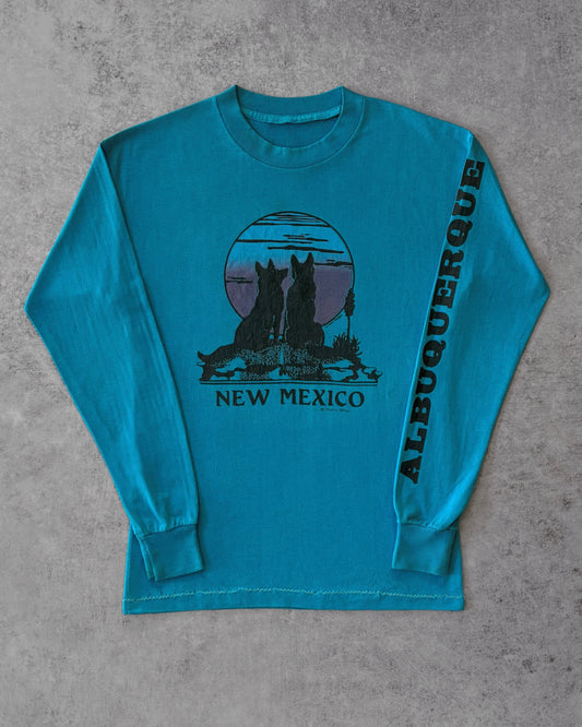 Vintage 80s Albuquerque Wolves Longsleeve – New Mexico Desert Graphic – Made in USA