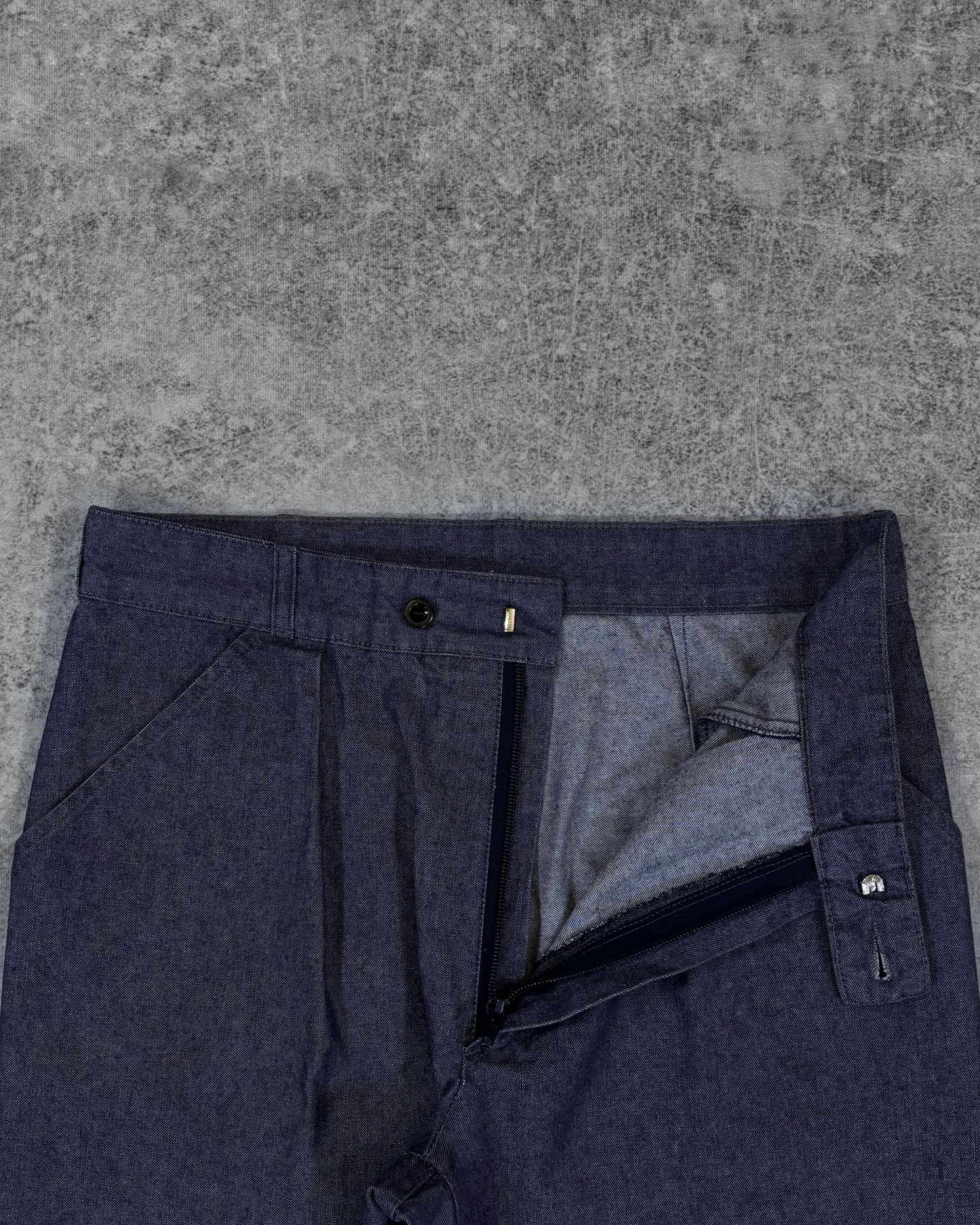 Vintage 1980s Denim Workwear Trousers – French Carpenter Pants – Pleated Front Utility