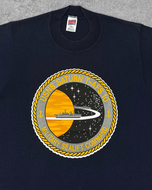 Vintage 1980s USSNS Saturn T-AFS 10 Military Sealift Command T-Shirt – Soffe – Made USA