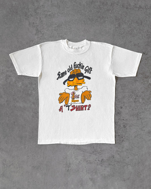Vintage 1990s “Same Old F*ckin’ Gift” T-Shirt – Cartoon Duck – California Solar-T Tag