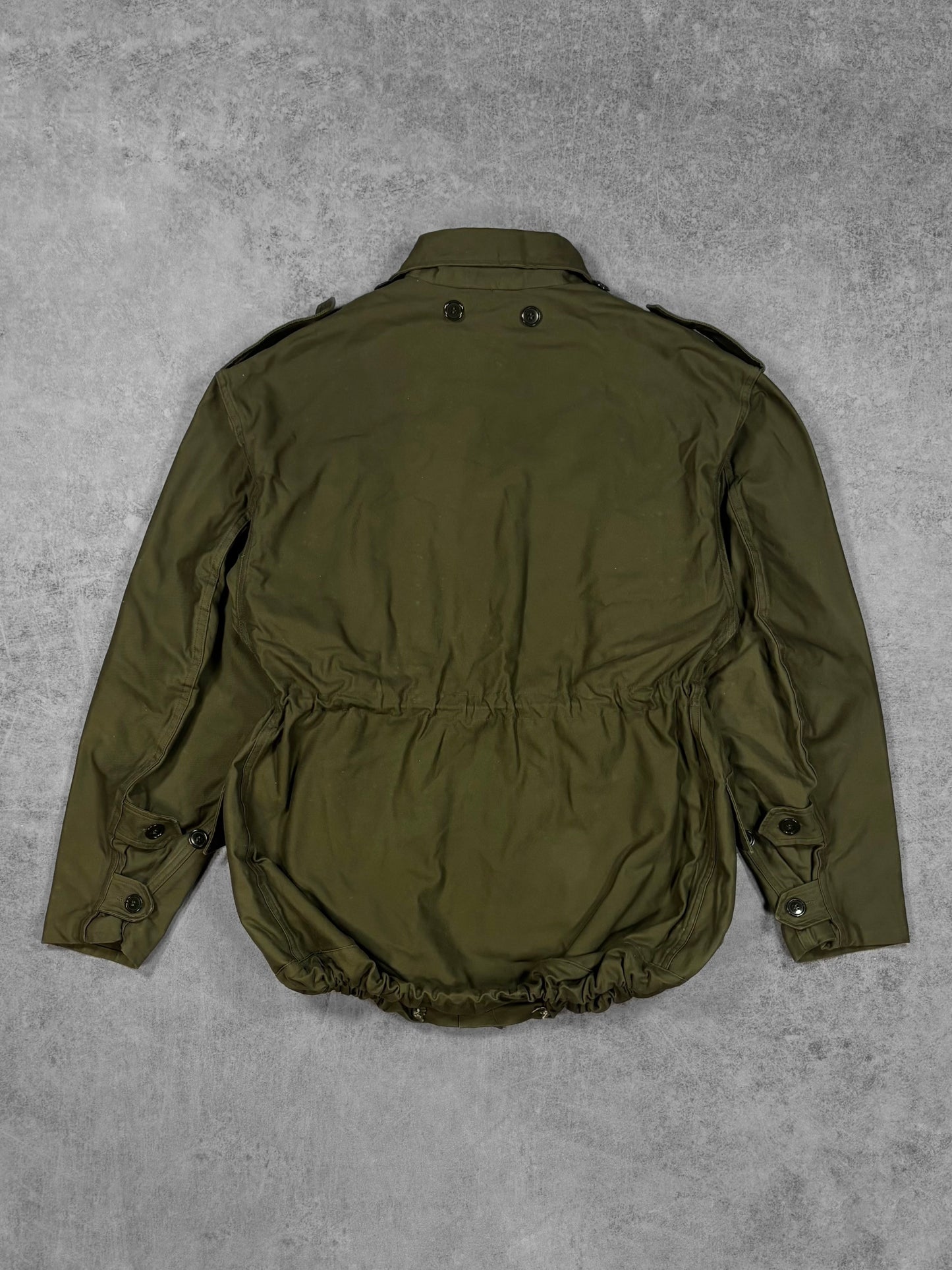 Vintage 1967 Dutch Army M58 field parka – front pocket detail
