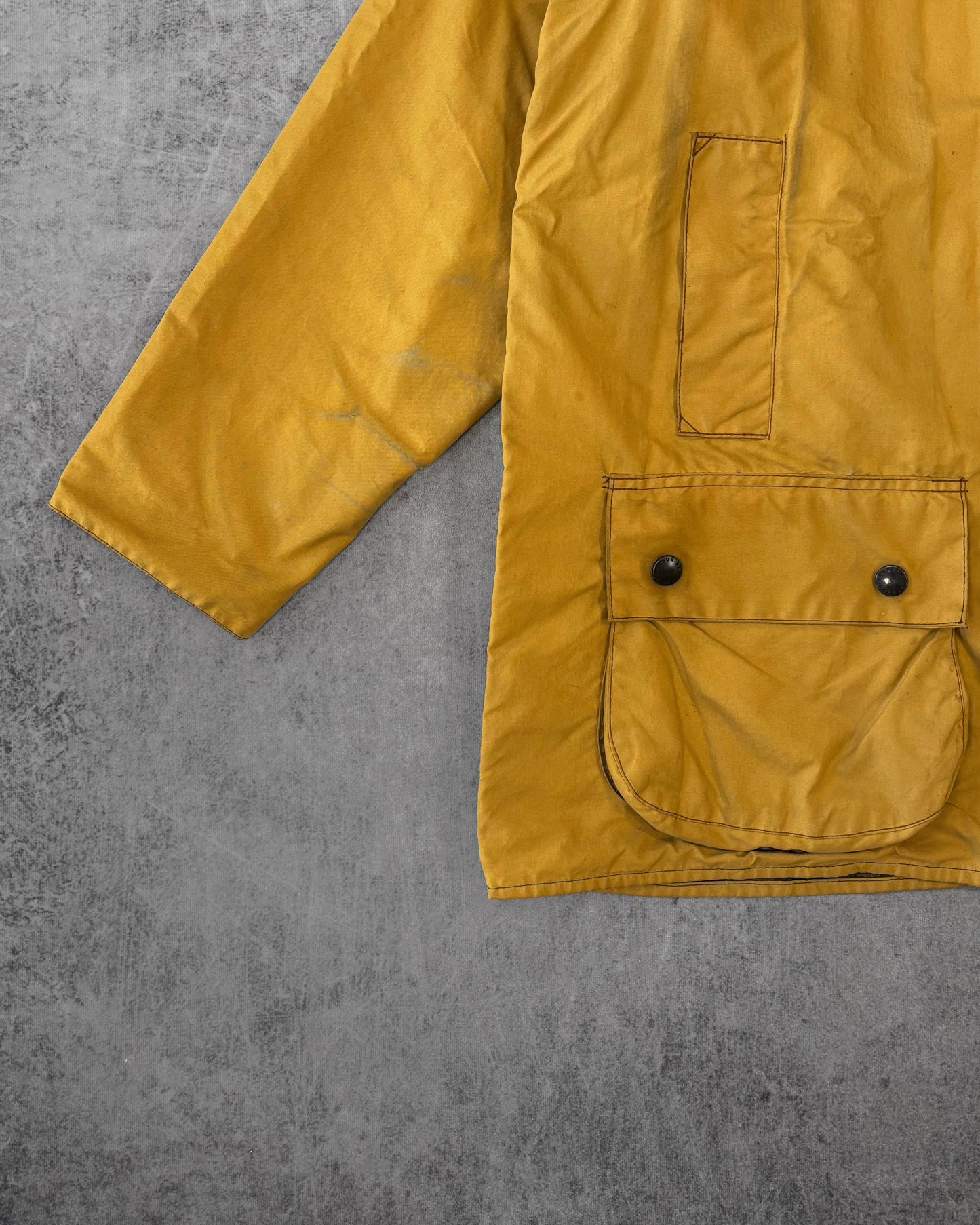Vintage 1990s Barbour Beaufort Waxed Jacket Mustard – Made in England Classic Field Coat