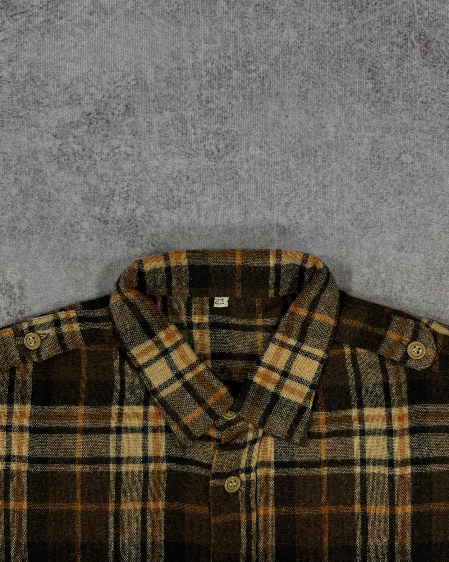 Vintage 1990s Super Star Plaid Flannel Brown Shirt - Beige Check Workwear Button Up