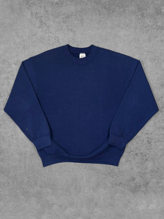 Vintage 1990s BVD Blue Blank Crewneck – Made in USA 50/50 Sweatshirt