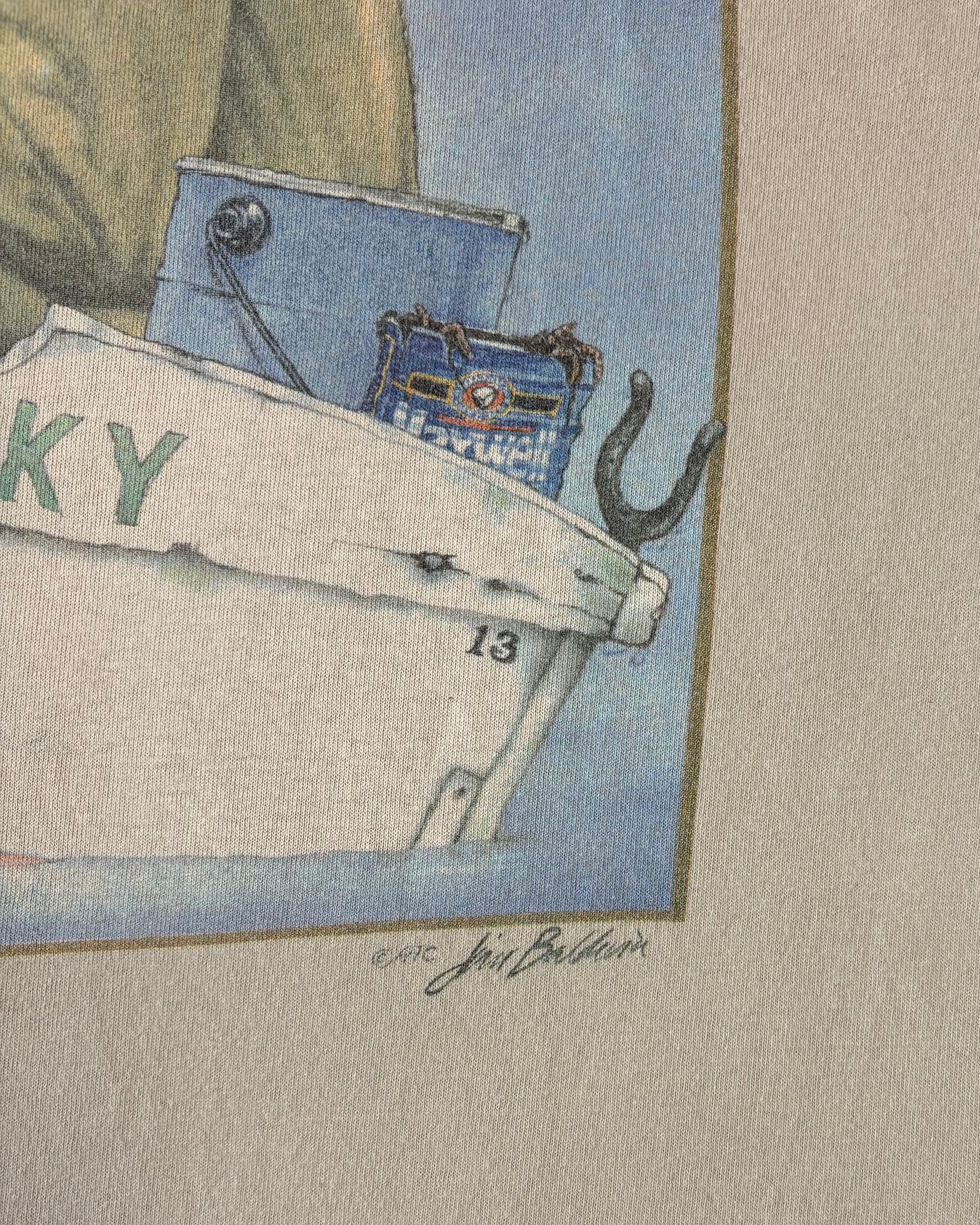 Vintage 1990s Annapolis Trading Company Fishing Graphic Pocket T-Shirt – Jim Ballard Art – Made in USA Single Stitch