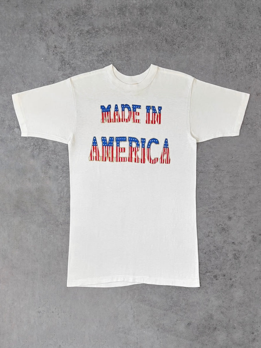 Vintage 1970s Made In America Patriotic T-Shirt - USA Flag - Single Stitch Tee