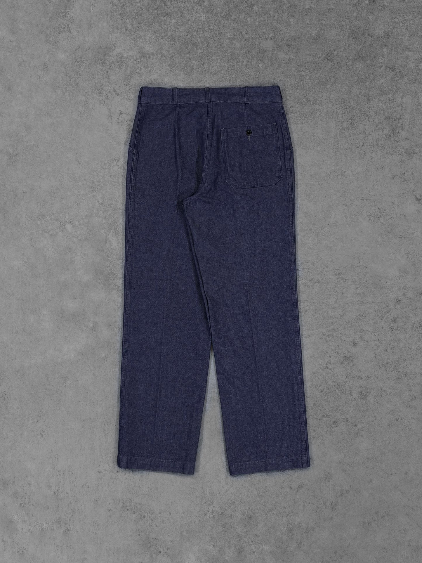 Vintage 1980s Denim Workwear Trousers – French Carpenter Pants – Pleated Front Utility